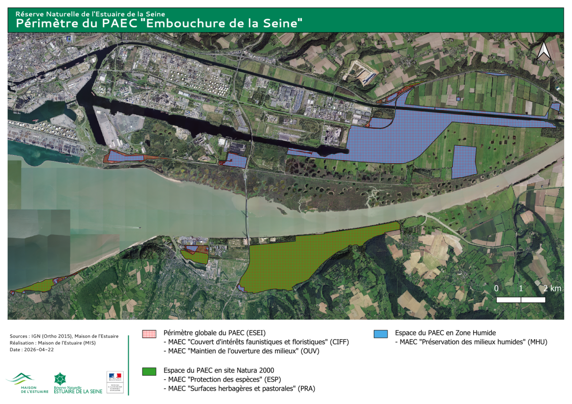 Cartographie du périmètre du PAEC "Embouchure de la Seine"