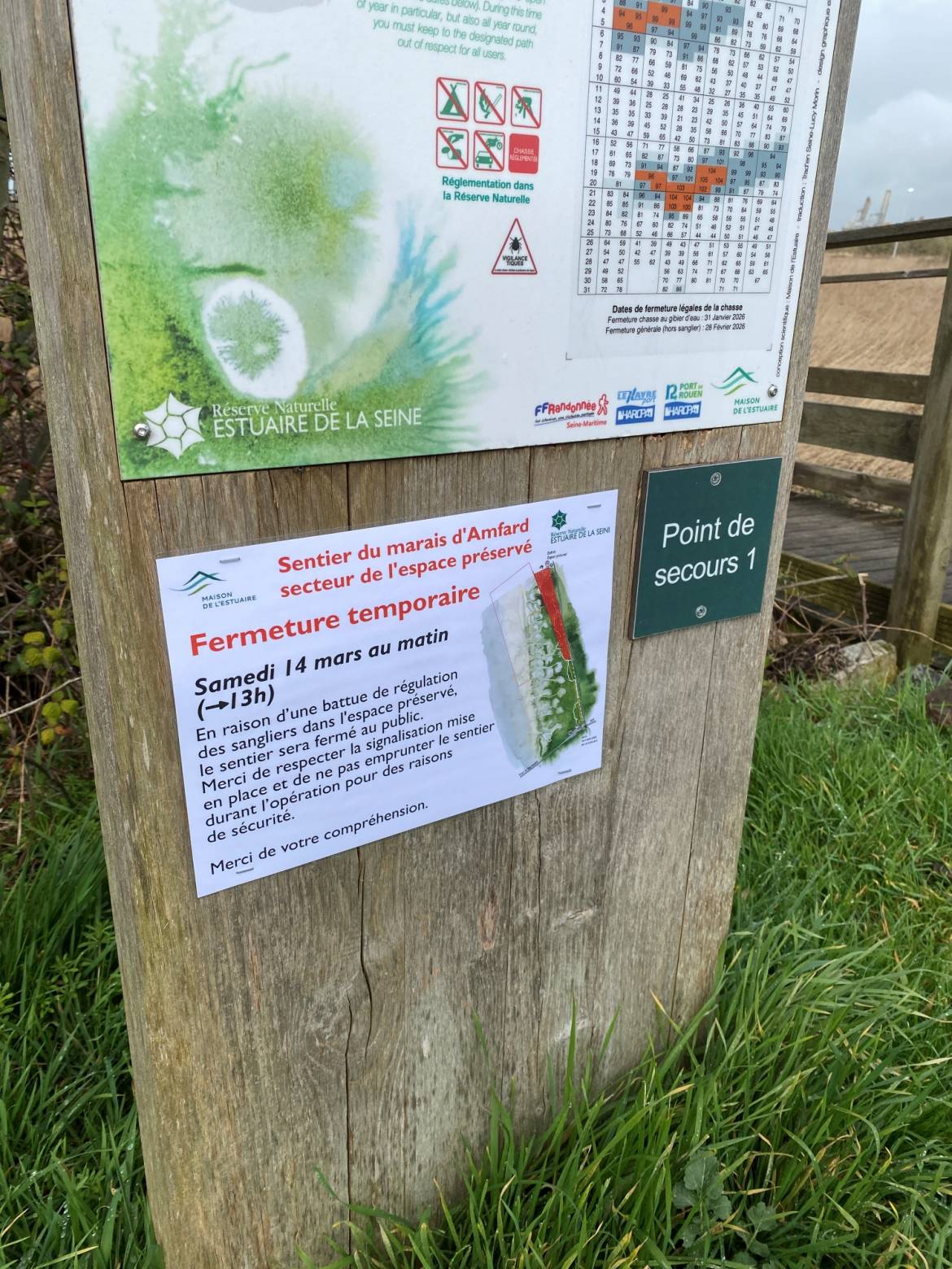 Fermeture temporaire exceptionnelle du sentier du marais d'Amfard le samedi 14/03