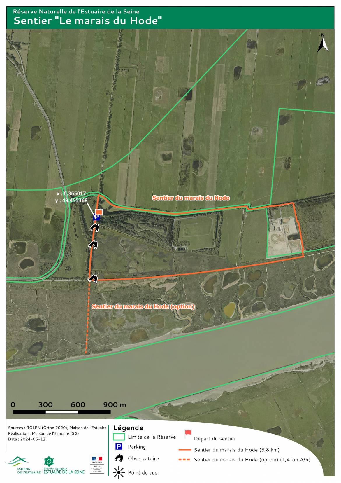 Plan du sentier du marais du Hode